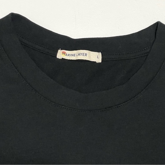 Marine Layer Woman Black Organic Cotton Long Sleeve Crew Neck Top Size M - Picture 10 of 12